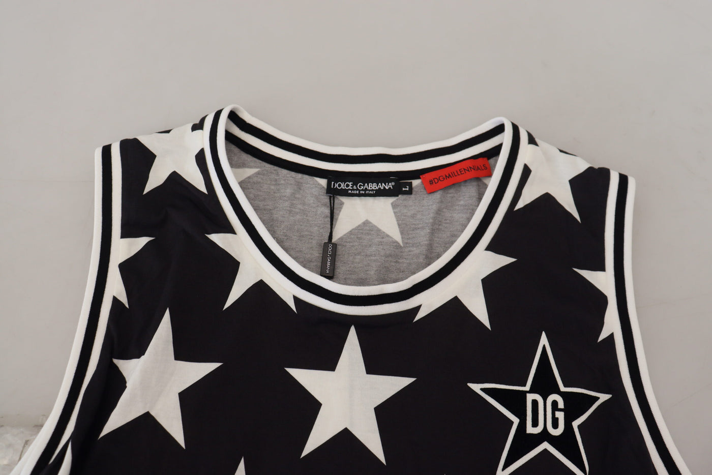 Black DG Star Logo Print Sleeveless Casual T-shirt