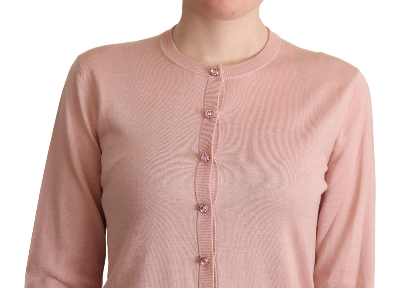 Pink Cashmere Silk Buttons Cardigan Sweater