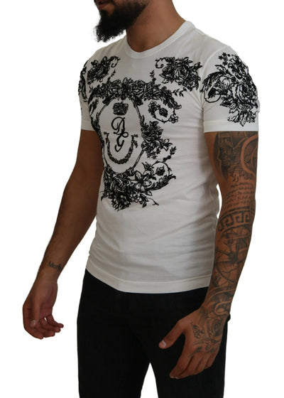 White DG Crown Floral Crewneck Men T-shirt