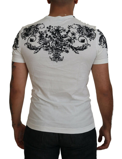 White DG Crown Floral Crewneck Men T-shirt