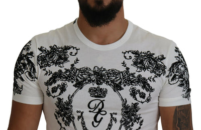 White DG Crown Floral Crewneck Men T-shirt