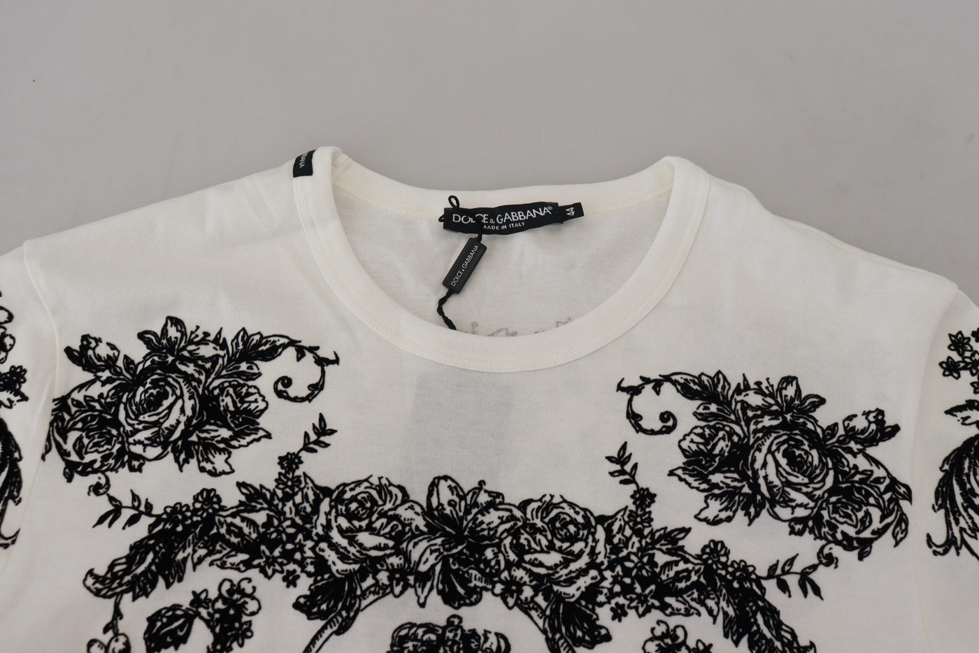 White DG Crown Floral Crewneck Men T-shirt