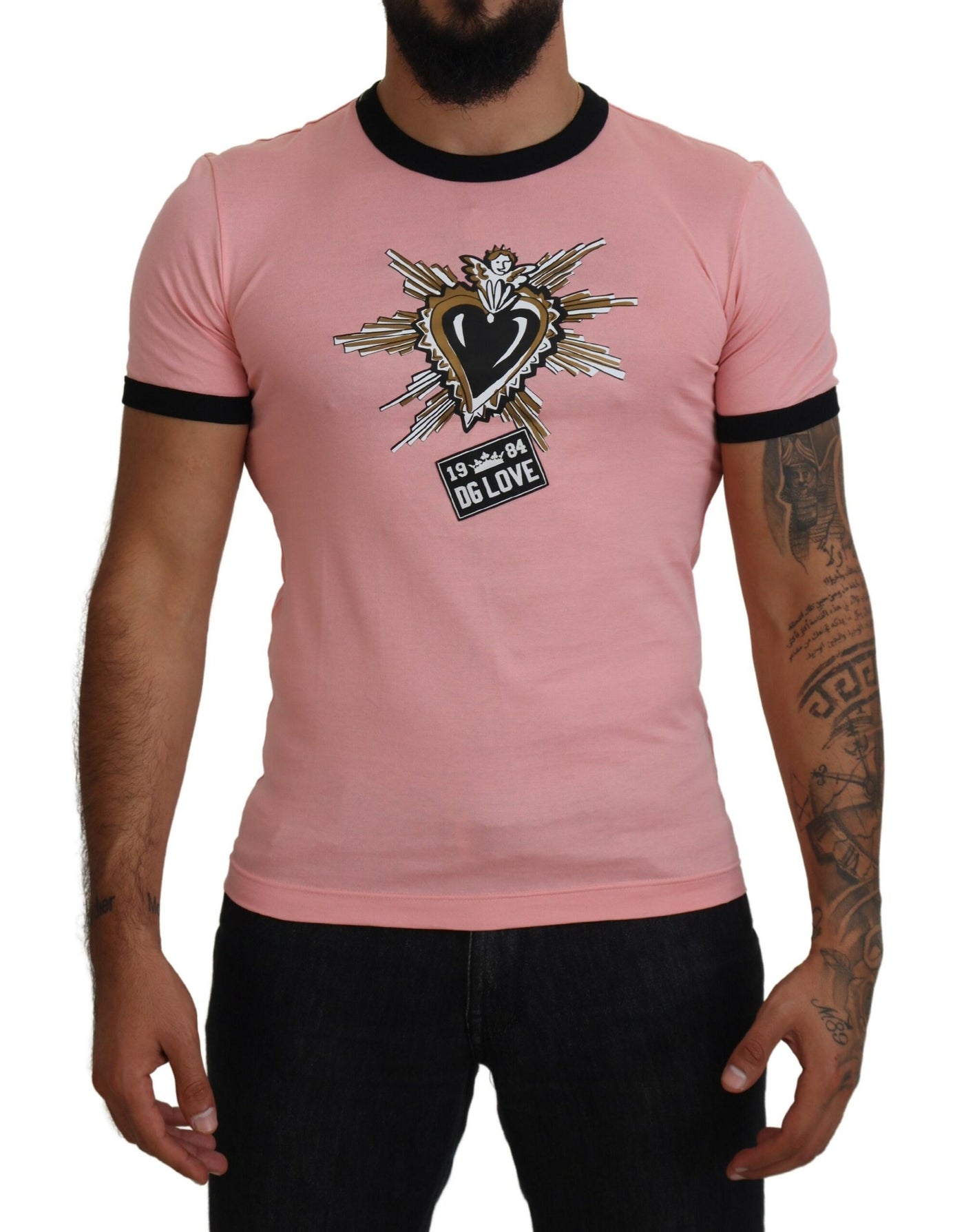 Pink DG Sacred Heart Print Casual T-shirt