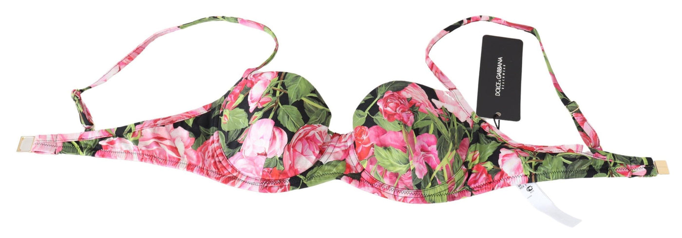 Pink Floral Print Swimsuit Beachwear Bikini Tops