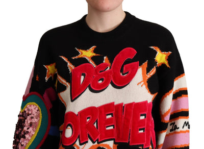 Black Cashmere D&G FOREVER Sequined Sweater