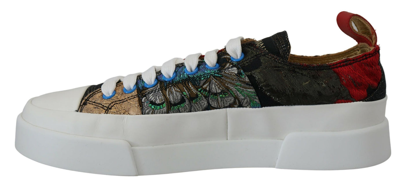 Multicolor Patchwork Multi-Fabric Sneakers Shoes