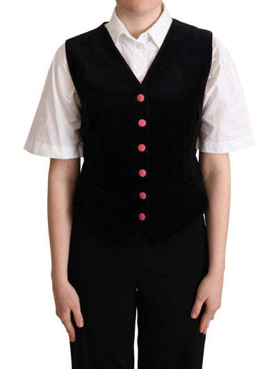 Black Velvet Sleeveless Waistcoat Vest