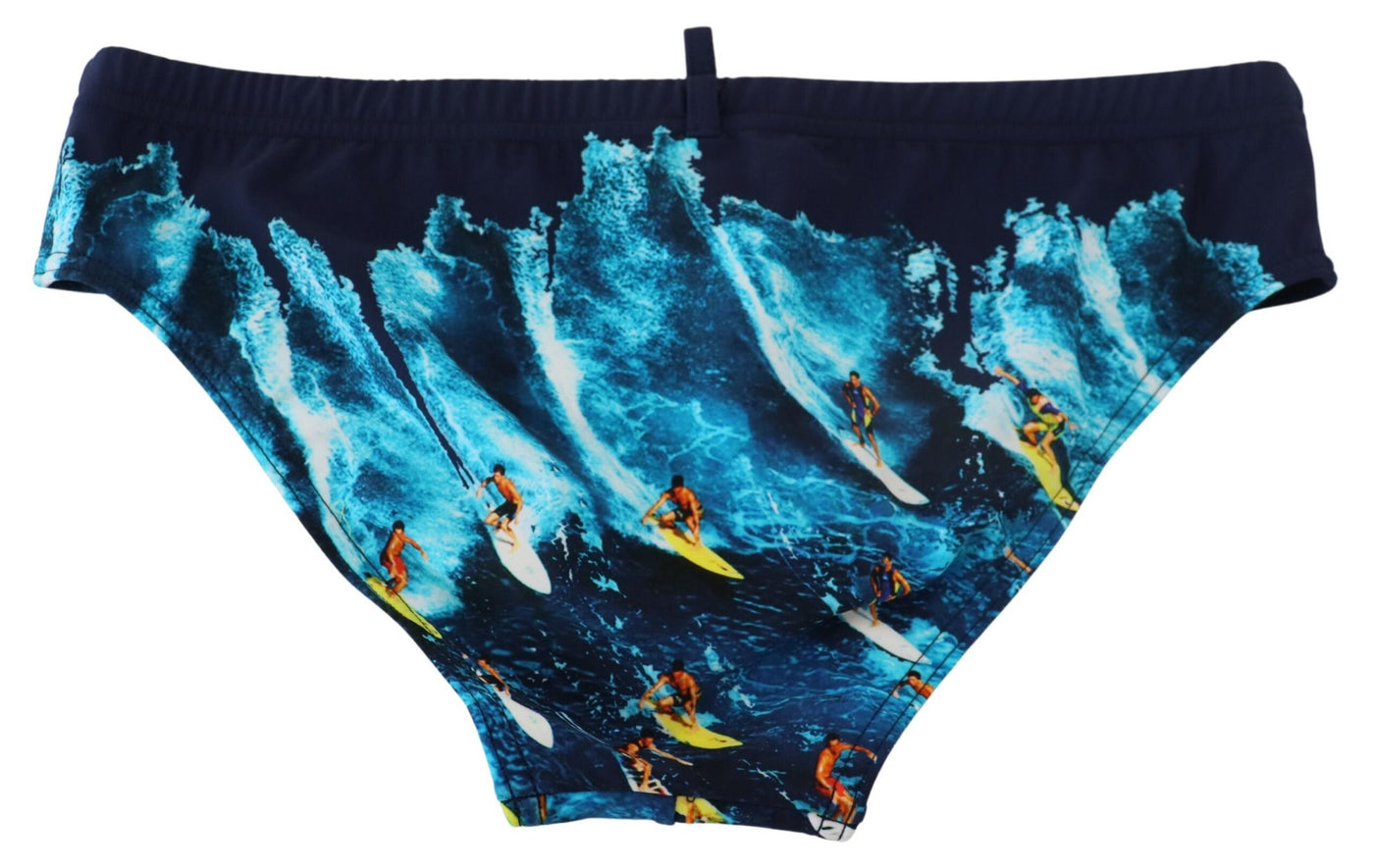 Multicolor Graphic Print Men Swim Brief Swimwear