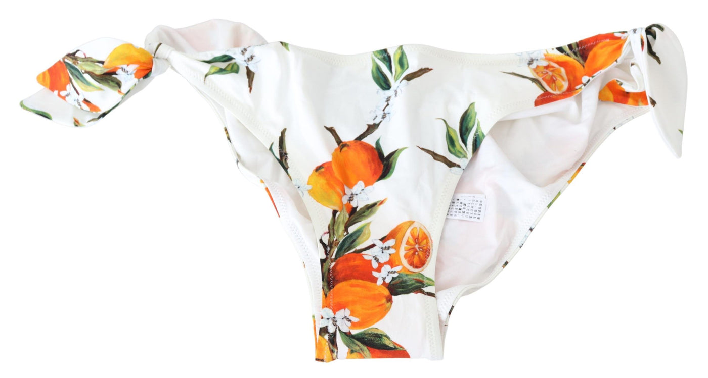 Bikini Bottom White Orange Print Swimsuit Beachwear