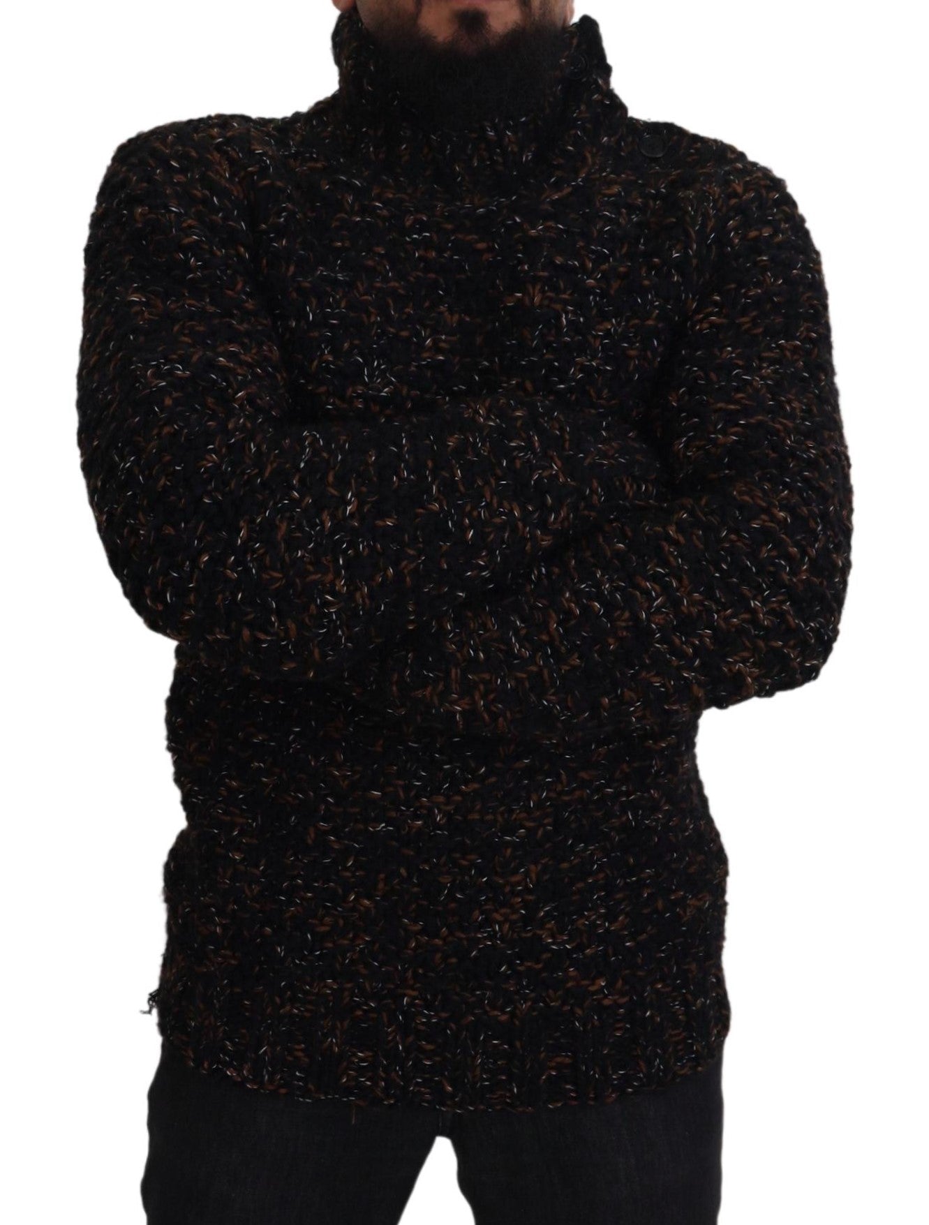 Brown Fatto A Mano Turtleneck Pullover Sweater