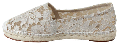 Beige Lace Cotton Espadrilles Shoes