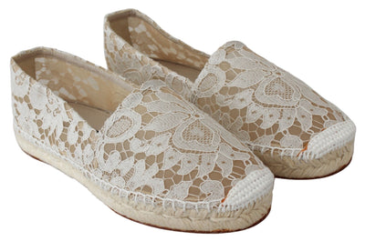 Beige Lace Cotton Espadrilles Shoes