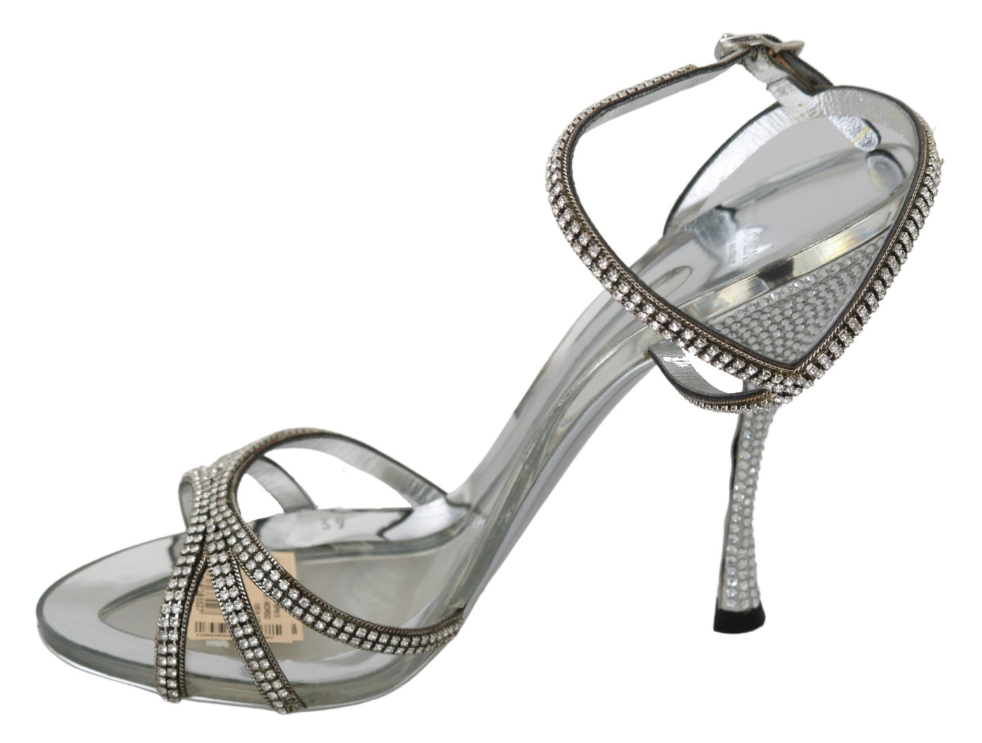 Silver Crystal Ankle Strap Sandals Shoes