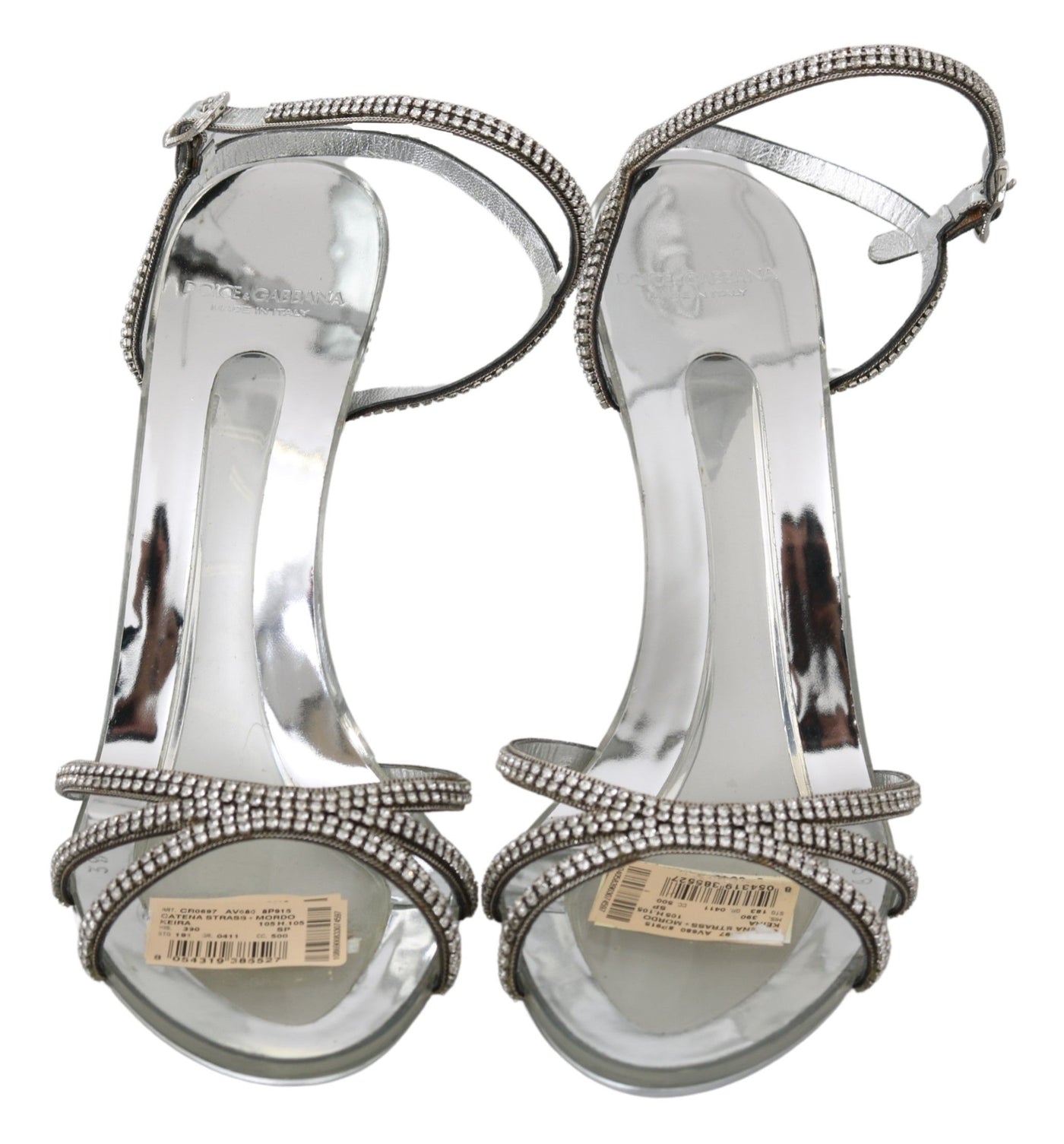 Silver Crystal Ankle Strap Sandals Shoes