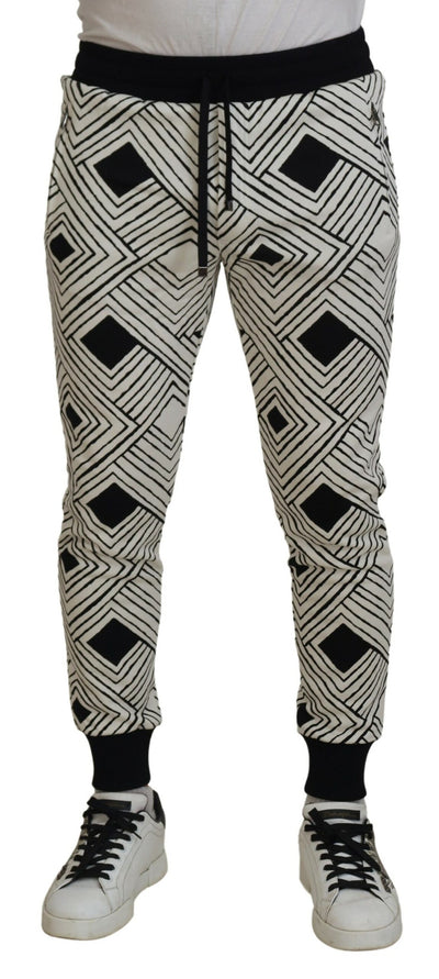 Black White Cotton Trousers Sport Pants