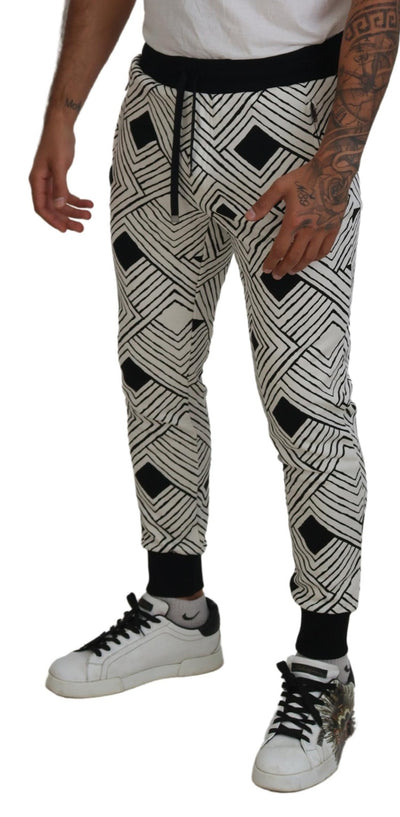 Black White Cotton Trousers Sport Pants