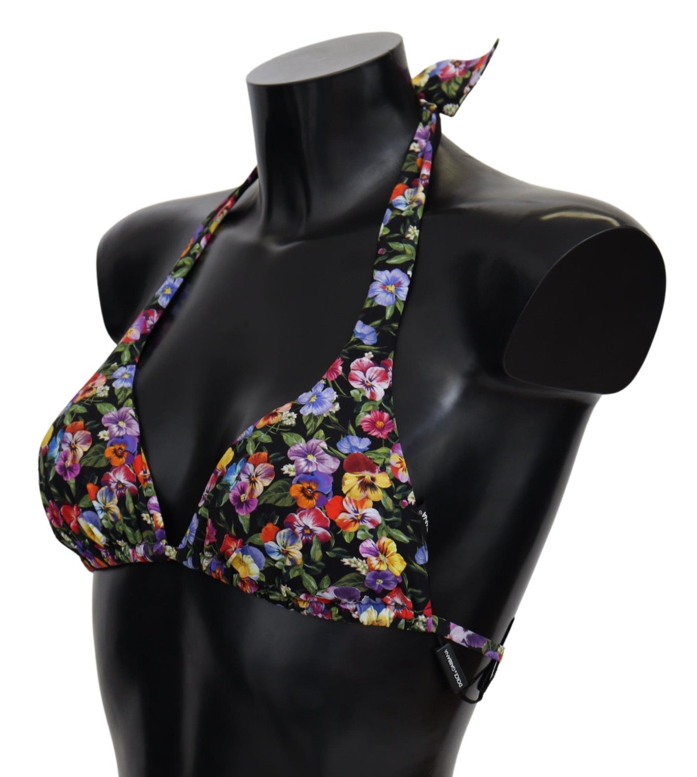 Black Floral Print Swimsuit Beachwear Bikini Tops