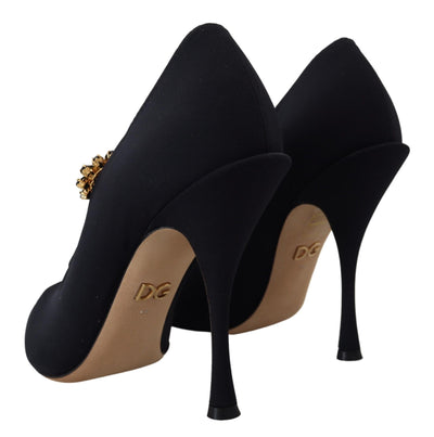 Black Socks Stretch Crystal Pumps Shoes