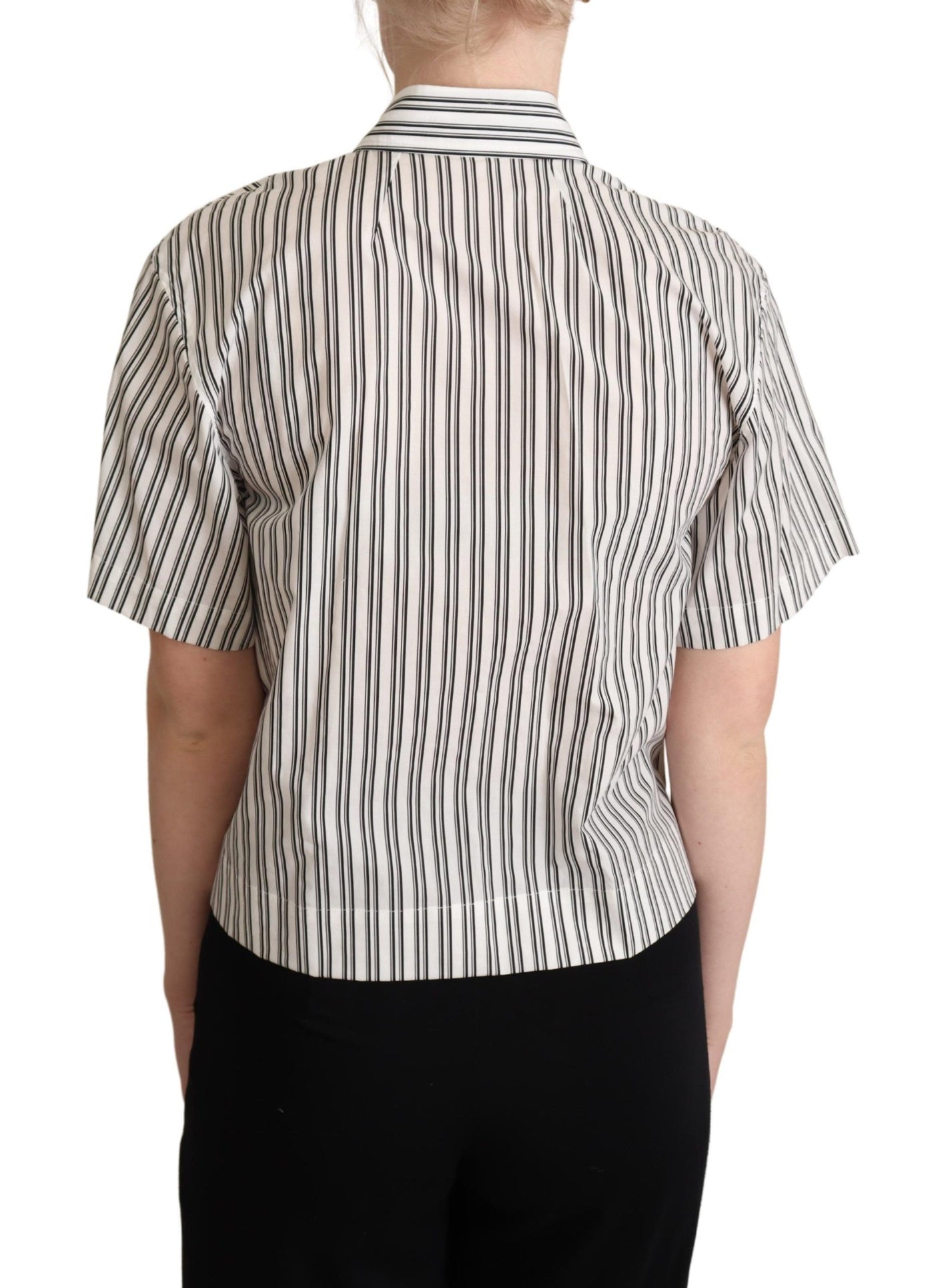 White Black Striped Shirt Blouse Top