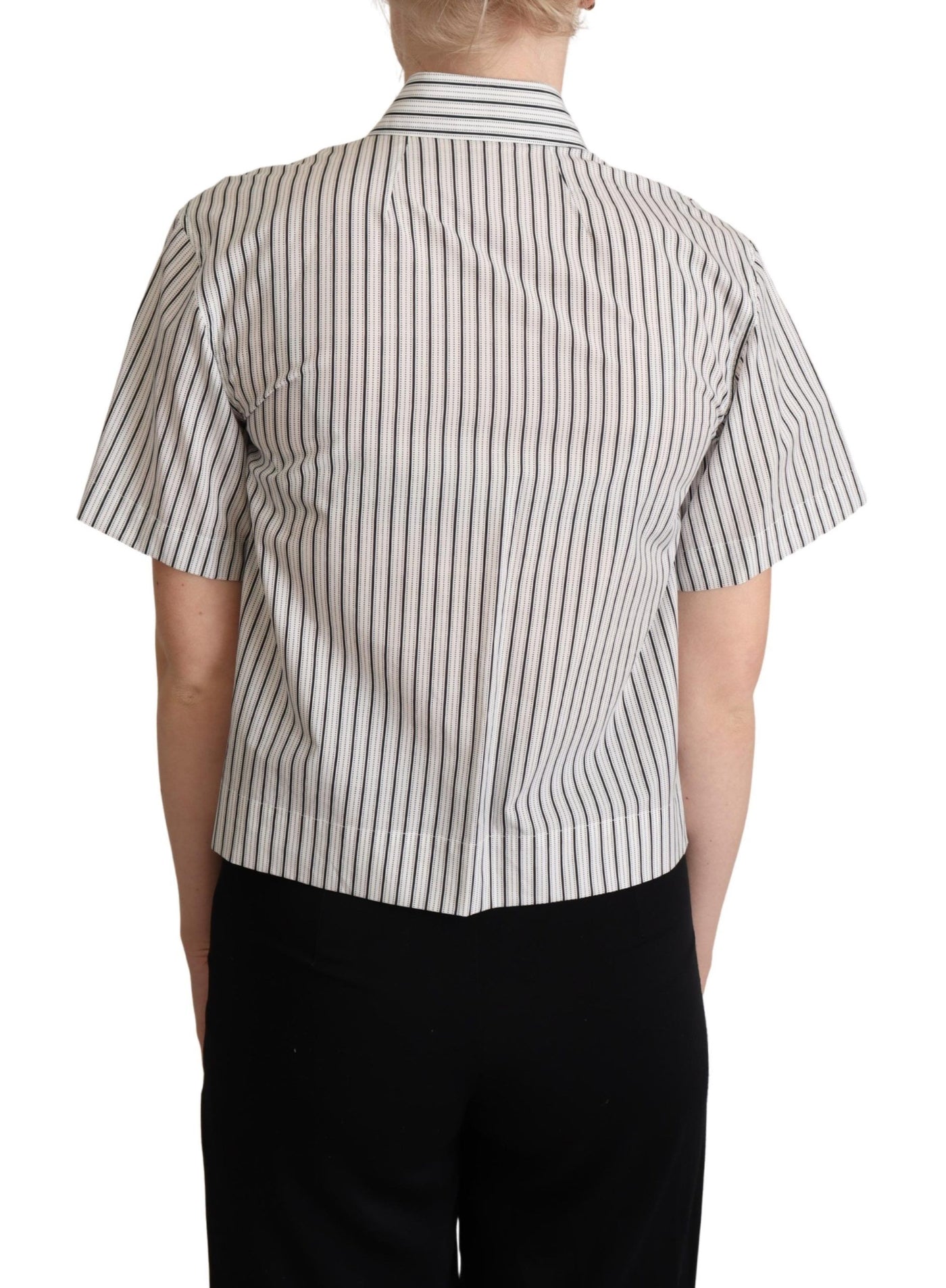 White Black Striped Collared Shirt