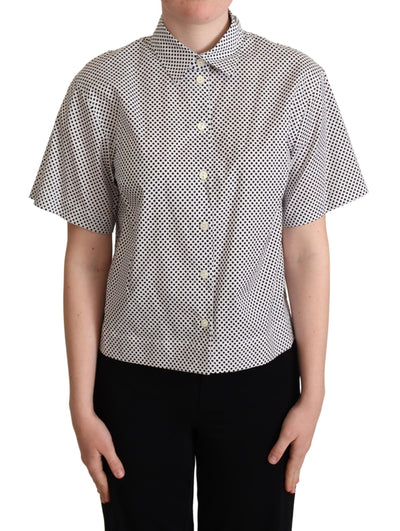 Black Polka Dot Collared Shirt White