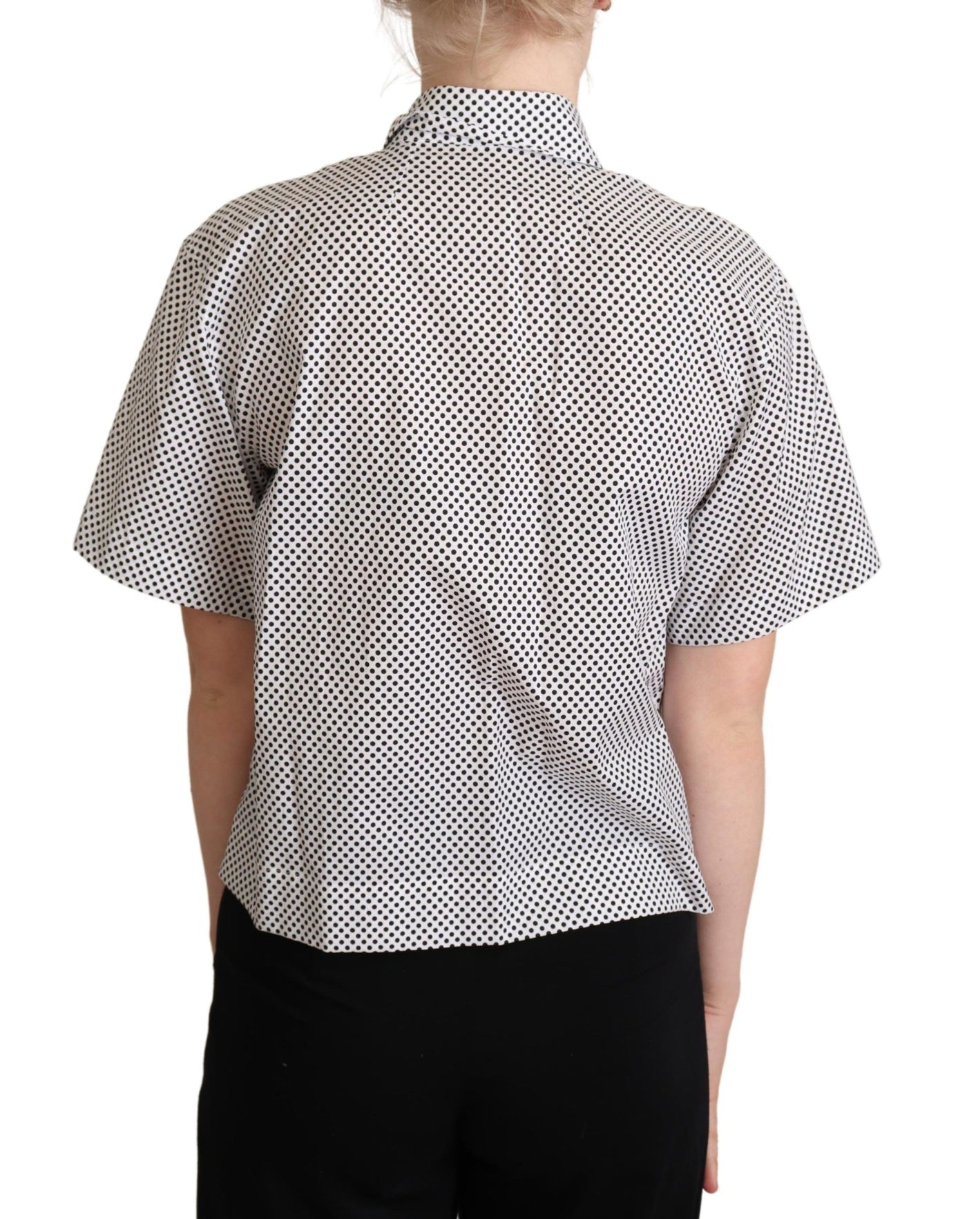 Black Polka Dot Collared Shirt White