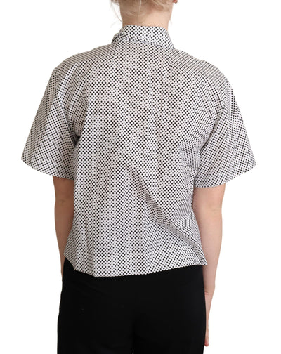 Black Polka Dot Collared Shirt White