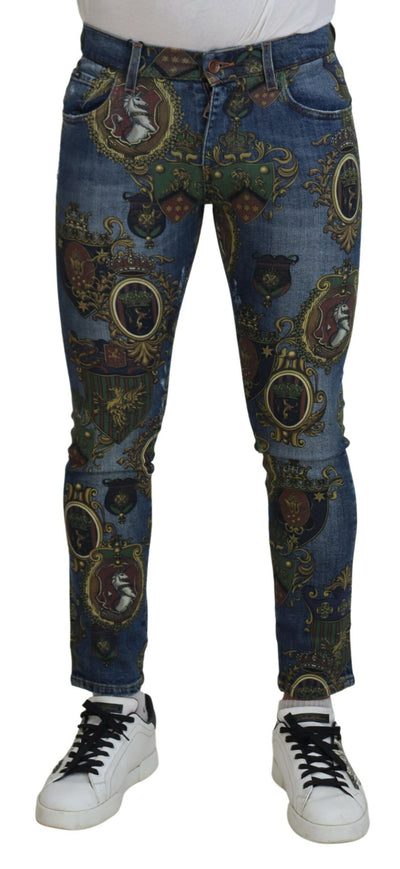 Blue Medal Print Slim Fit Cotton Jeans