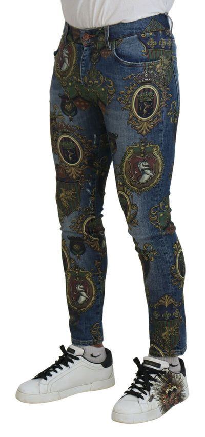 Blue Medal Print Slim Fit Cotton Jeans