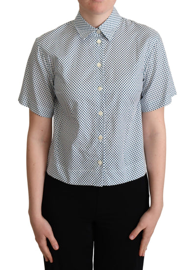 White Blue Polka Dot Cotton Shirt