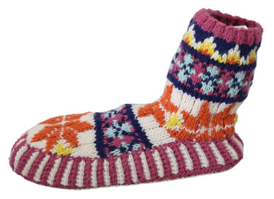 Multicolor Knitted Booties Boots Flats Shoes