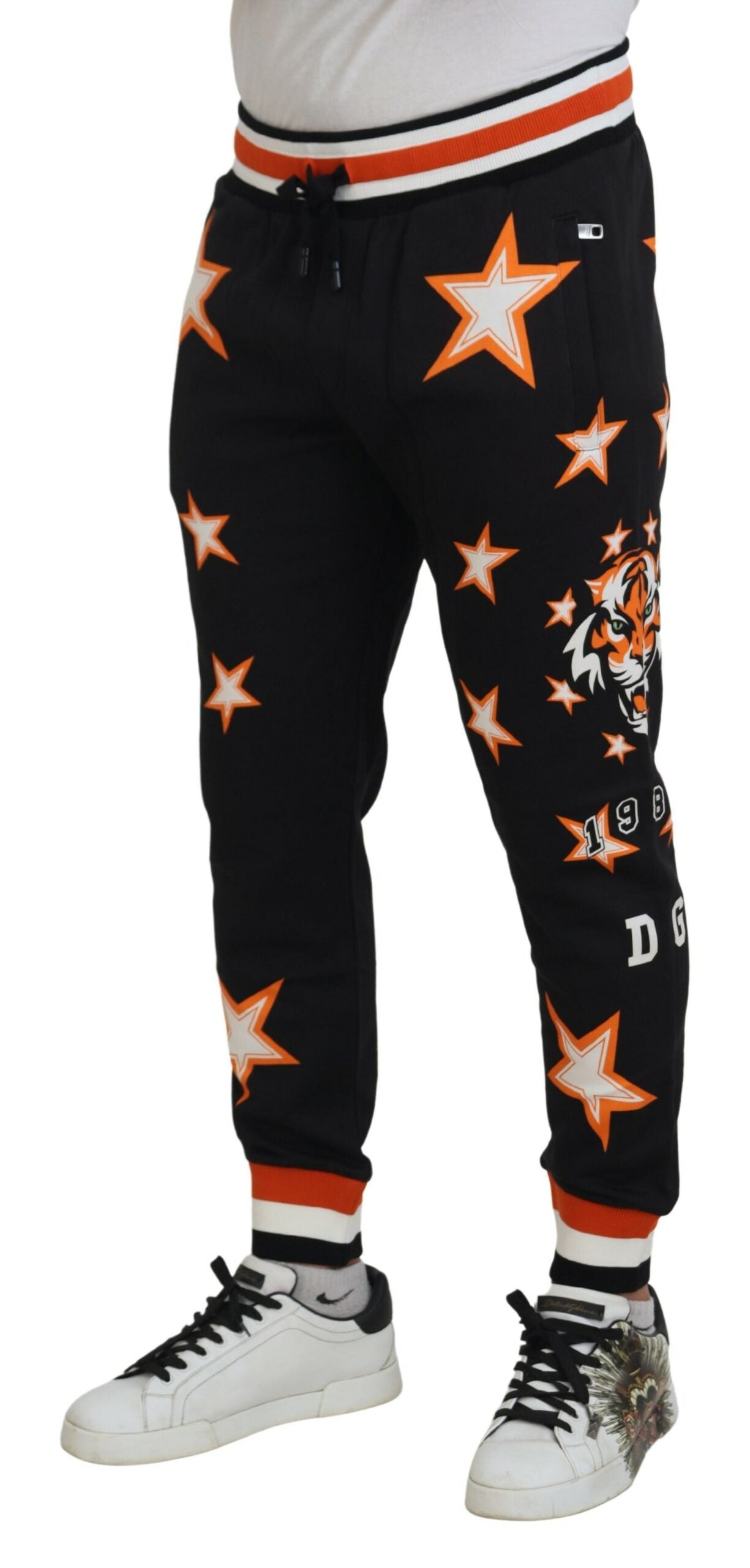 Black Orange Star Trousers Sport Pants