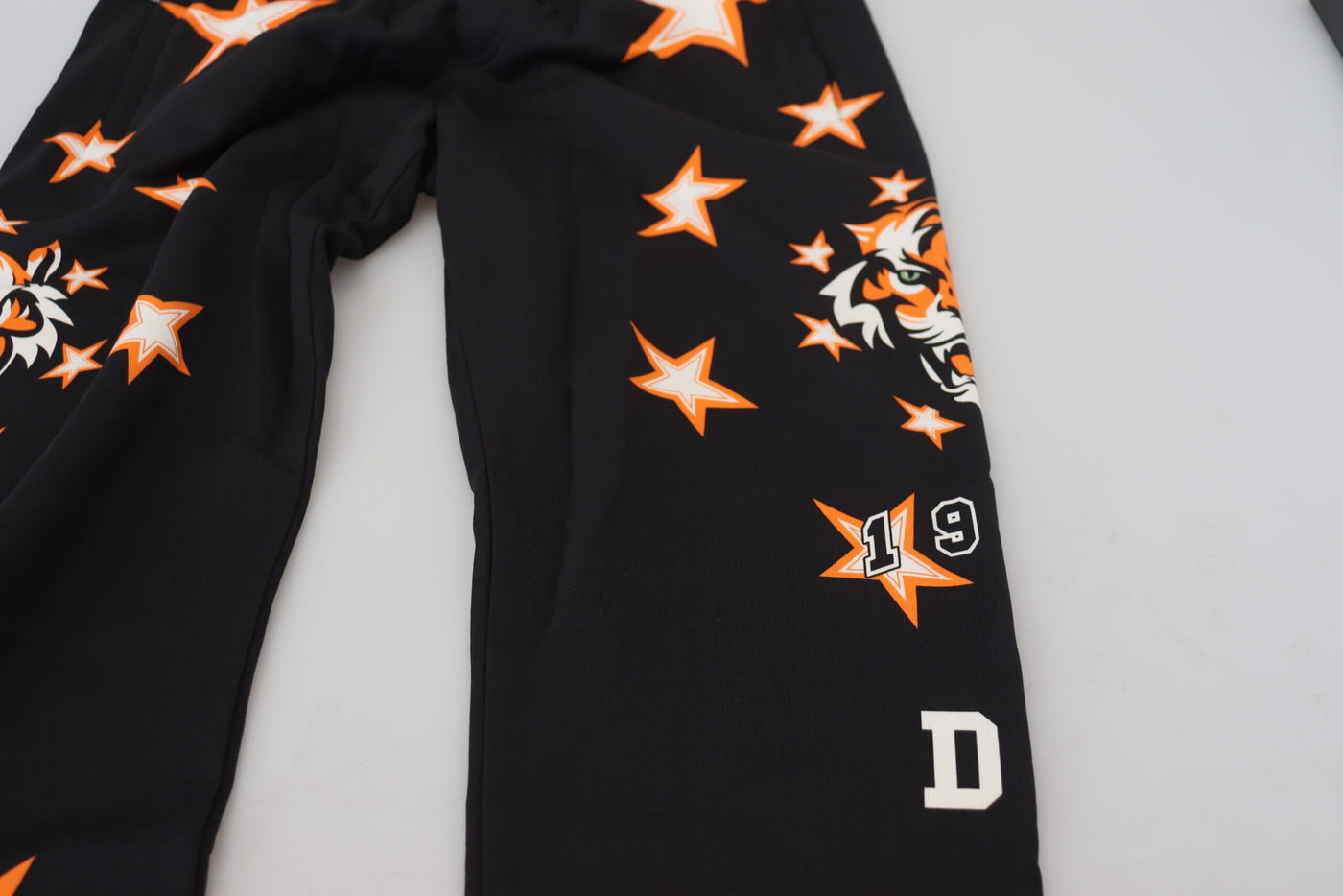 Black Orange Star Trousers Sport Pants