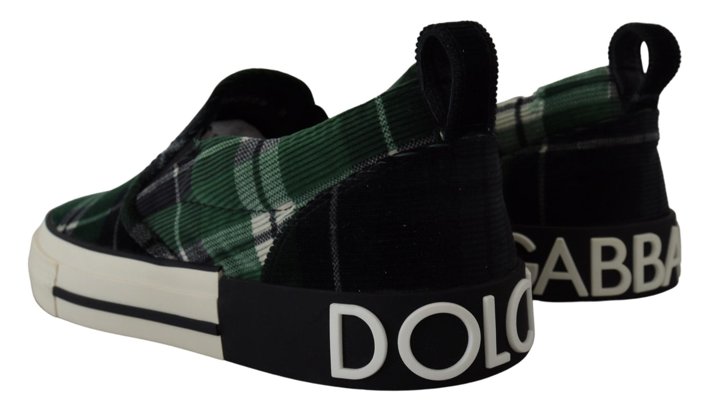 Green Check Flats Logo Loafers Sneakers Shoes