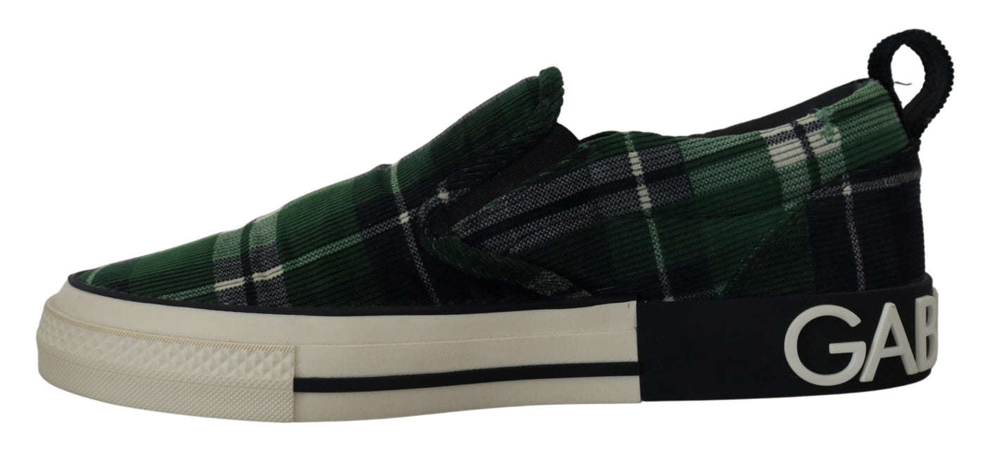 Green Check Flats Logo Loafers Sneakers Shoes