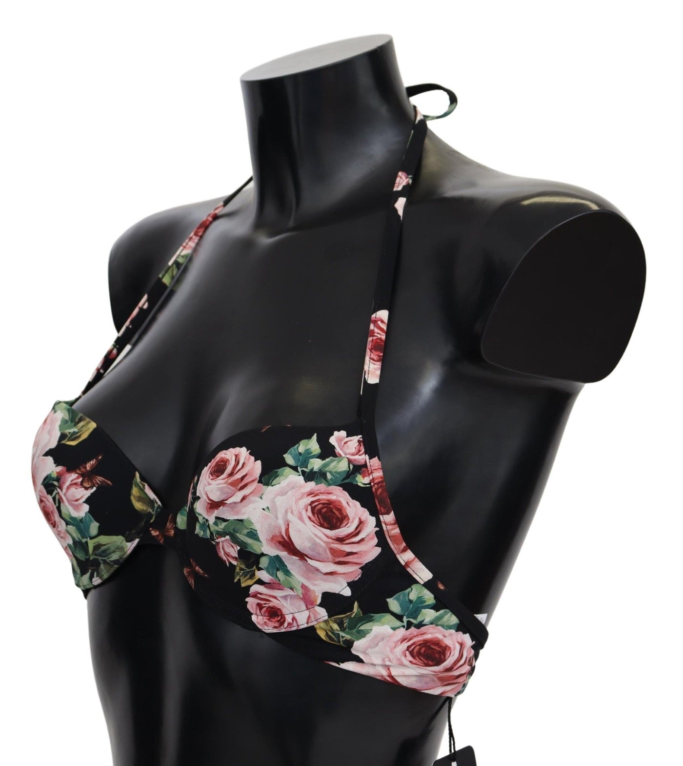 Black Roses Print Swimsuit Beachwear Bikini Tops