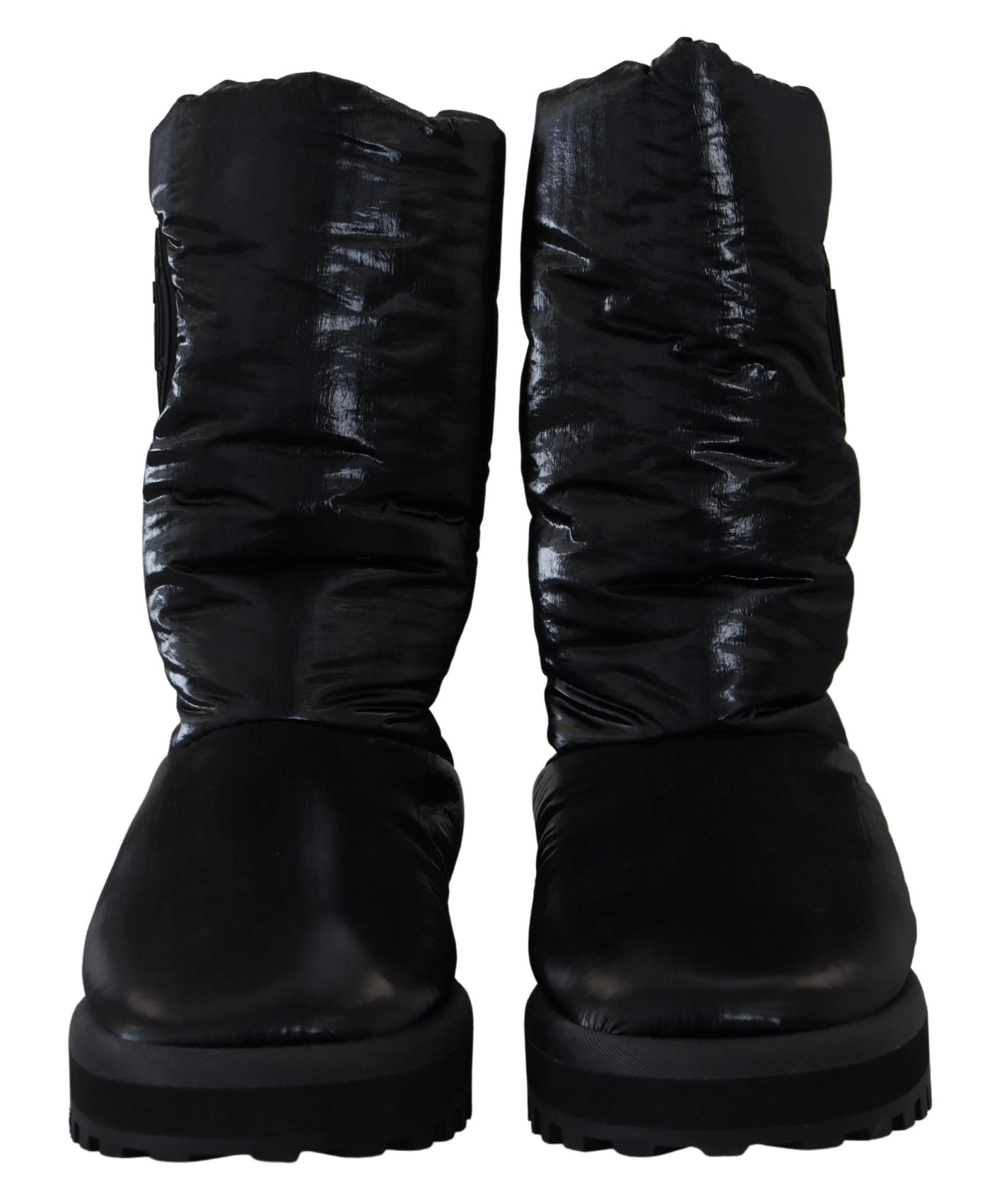 Black Boots Padded Mid Calf Winter Shoes