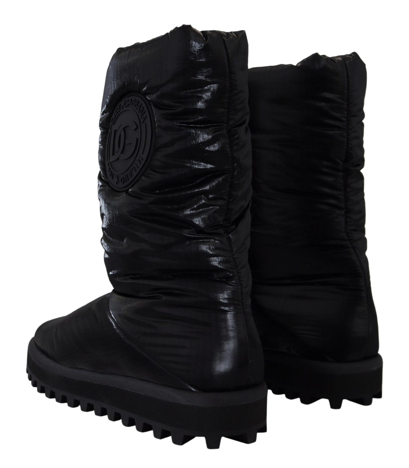 Black Boots Padded Mid Calf Winter Shoes