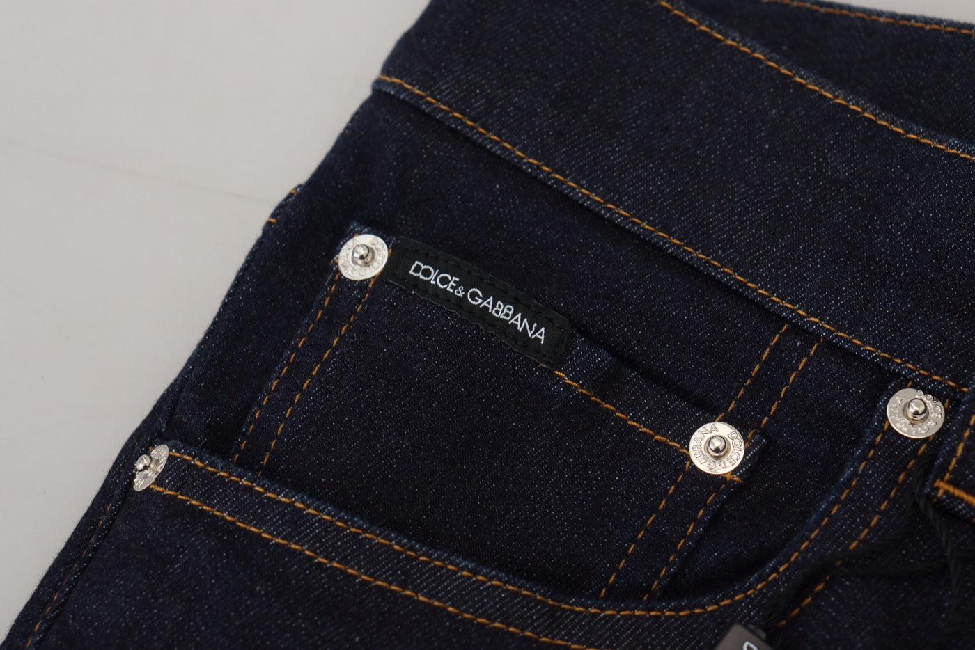 Blue Slim Fit Denim Logo Embroidery Jeans