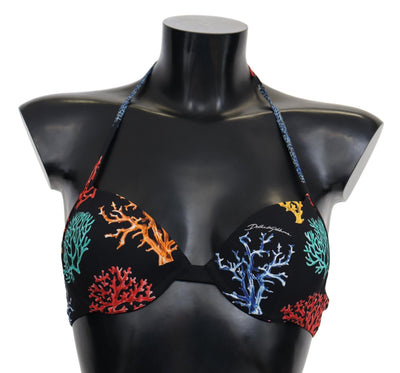 Black Corals Print Women Beachwear Bikini Tops