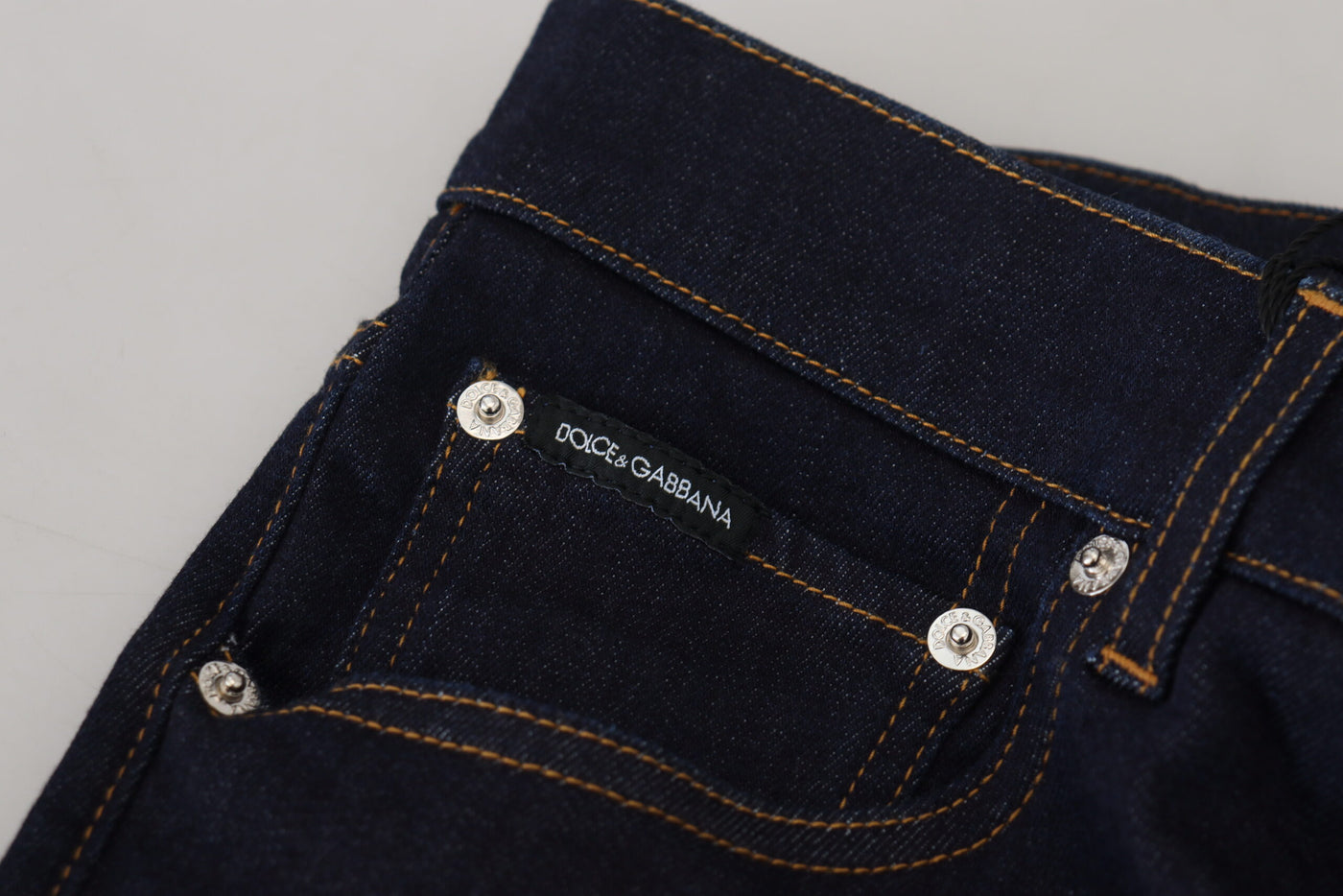 Blue Cotton Skinny Denim Logo Embroidery Jeans