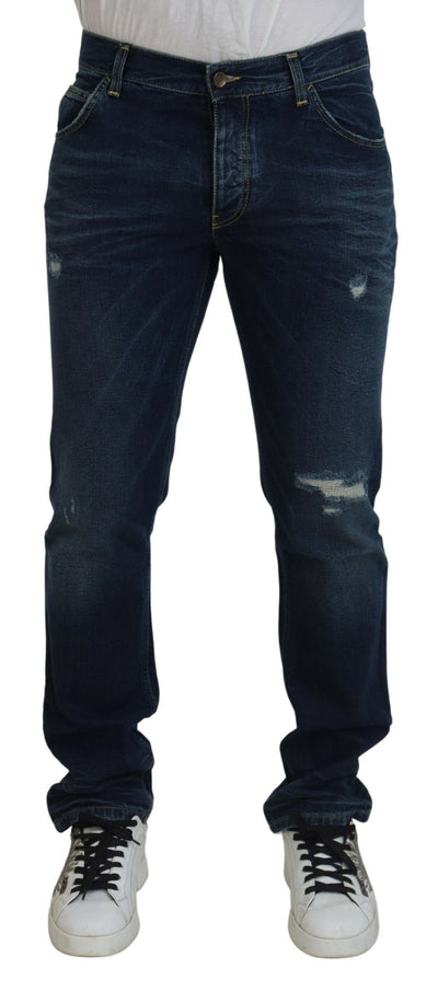 Blue Washed Regular Cotton Denim Jeans