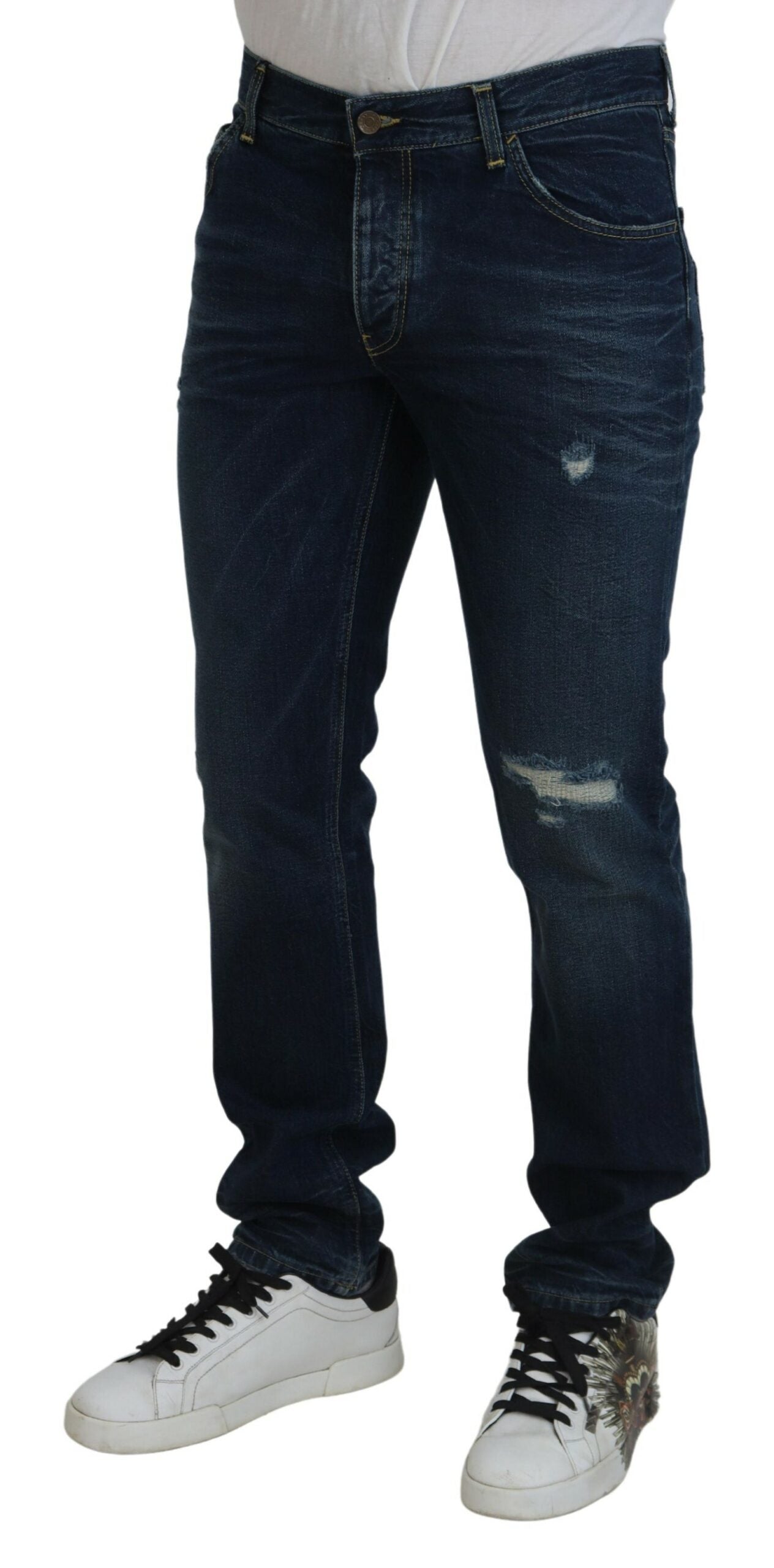 Blue Washed Regular Cotton Denim Jeans