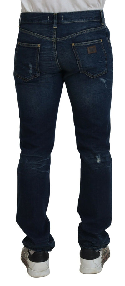 Blue Washed Regular Cotton Denim Jeans