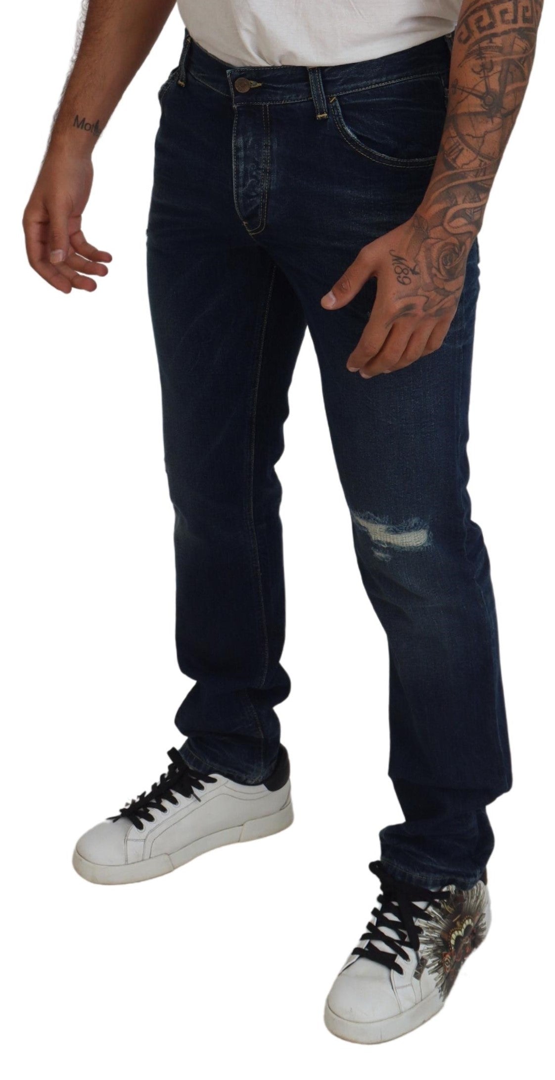 Blue Washed Regular Cotton Denim Jeans