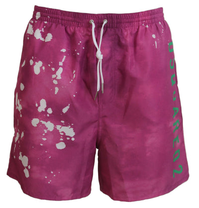 Pink Tie Dye Logo Men Beachwear Shorts Swimwear