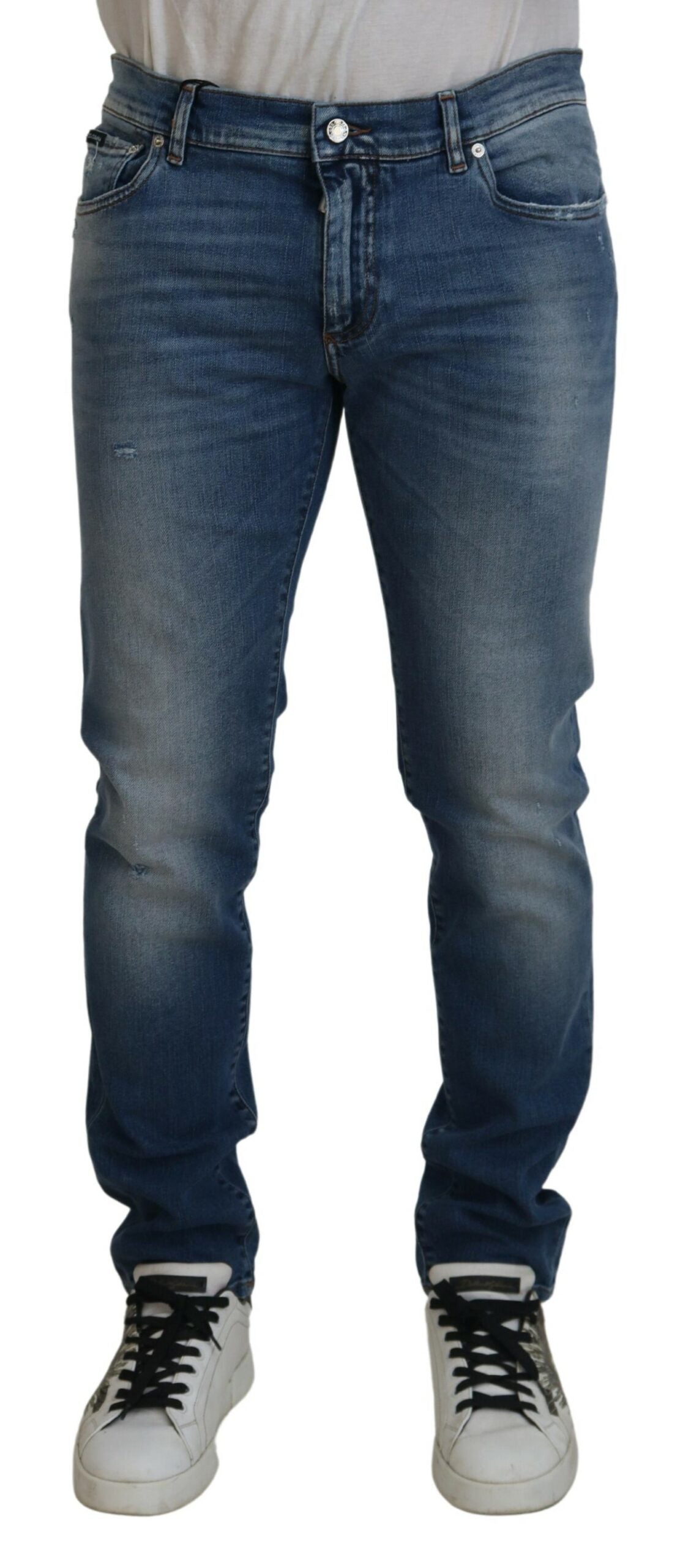 Blue Wash Skinny Cotton Denim Jeans