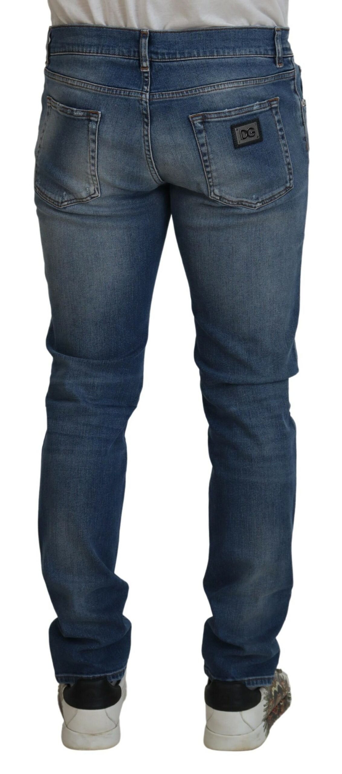 Blue Wash Skinny Cotton Denim Jeans