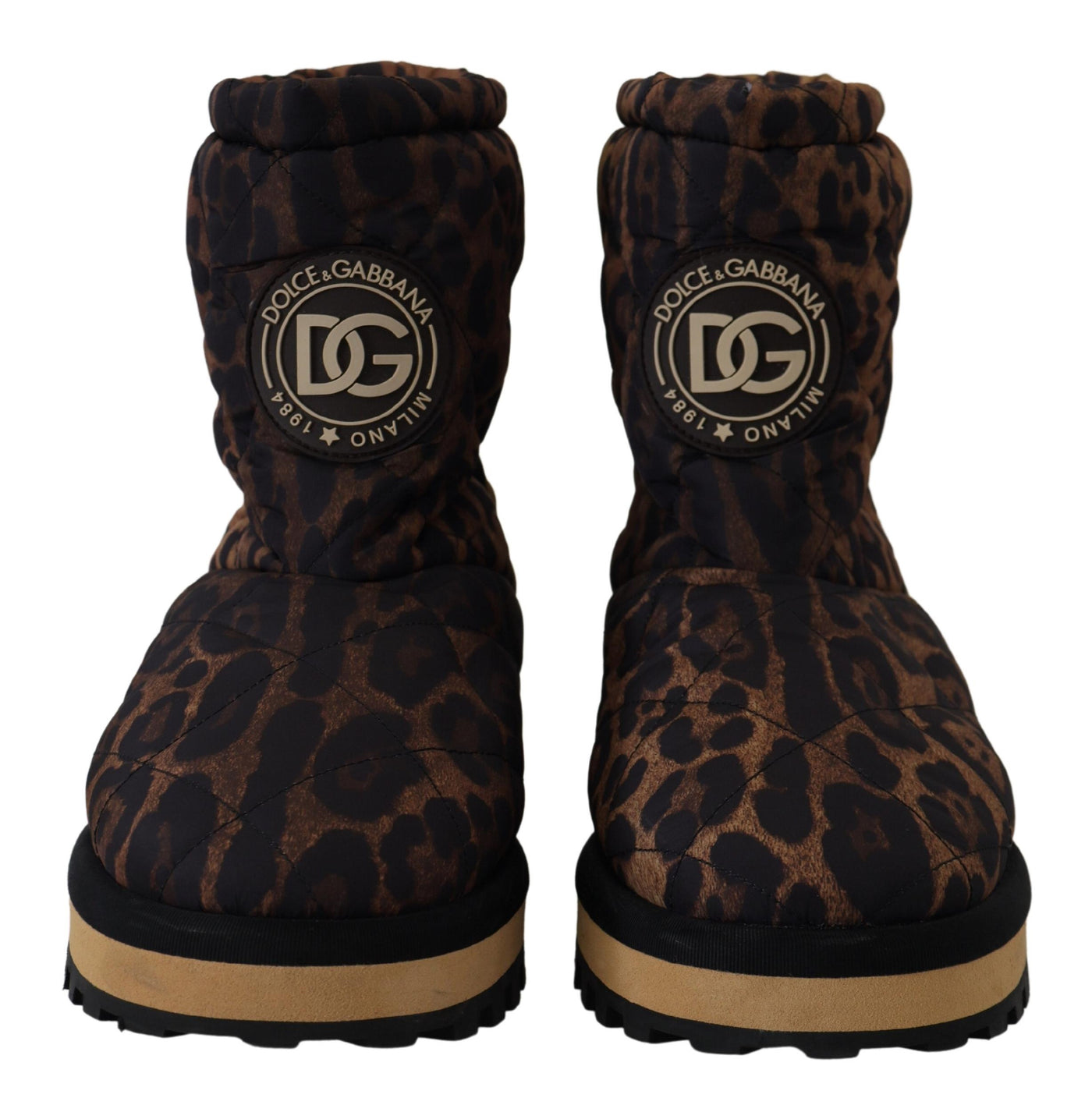 Brown Leopard Boots Padded Mid Calf Shoes