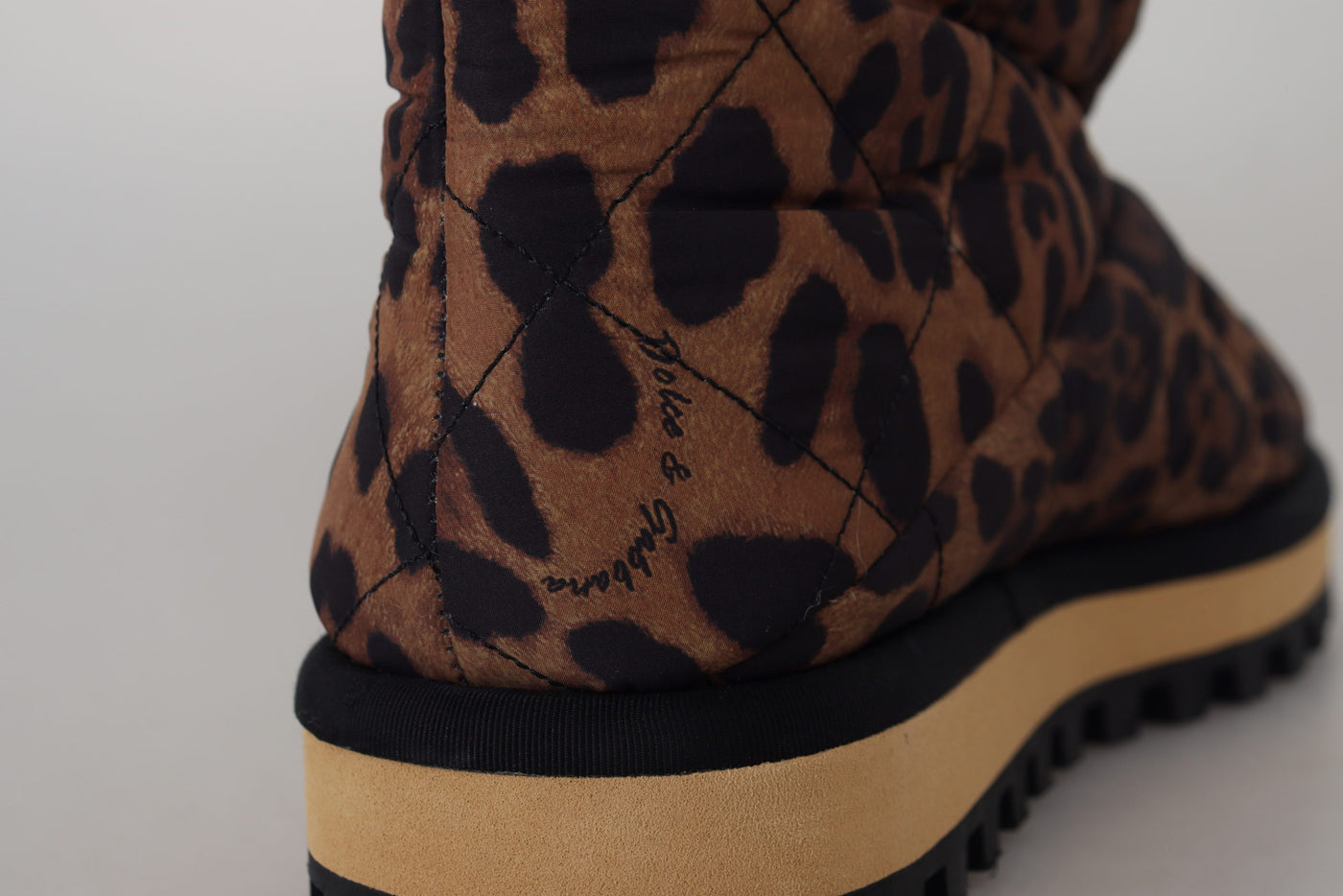 Brown Leopard Boots Padded Mid Calf Shoes